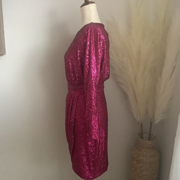 ELIZA J Women's Sequined Long-Sleeve Cocktail Dress, Size 4 - Picture 5 of 14